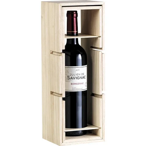 drewniany stojak na wino z jedną butelką