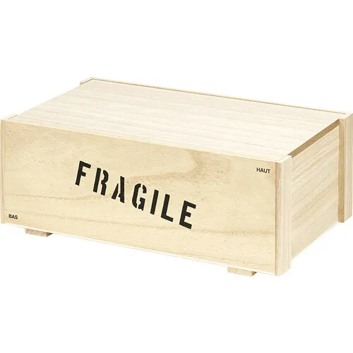 Duże drewniane pudełko FRAGILE 39x24x14.7cm na męskie zestawy prezentowe