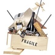 Duże drewniane pudełko FRAGILE 39x24x14.7cm przykład kompozycji