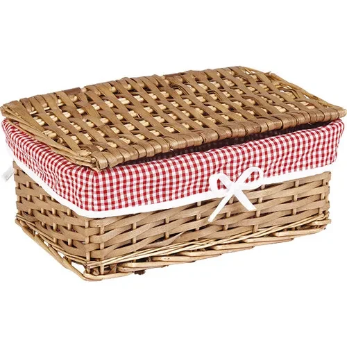 kosz wiklinowy z wieczkiem i podszyciem 36x26x15cm