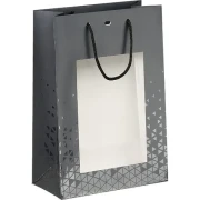 czarna torebka z okienkiem 20x10x29cm SB641S