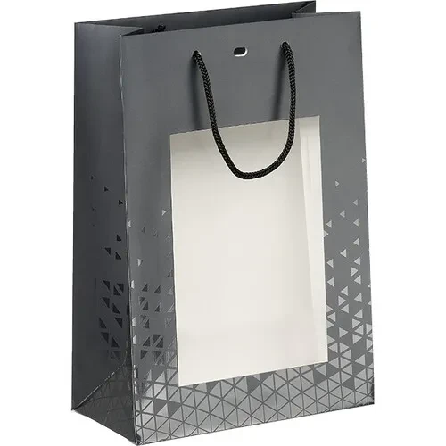 czarna torebka z okienkiem 20x10x29cm SB641S