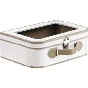 kuferek bialy z okienkiem i uchwytem 26x19x9cm ND150P