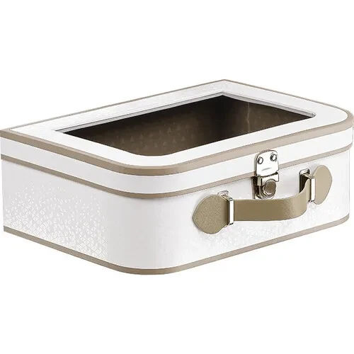 kuferek bialy z okienkiem i uchwytem 26x19x9cm ND150P