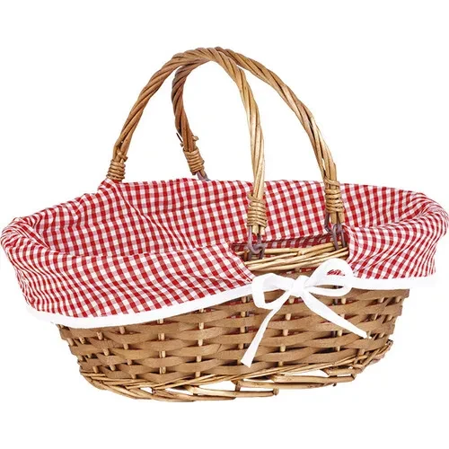 okrągły kosz wiklinowy z czerwoną wyściółką 35x27x13cm PN102M