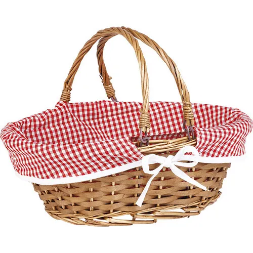 okrągły kosz wiklinowy z czerwoną wyściółką 35x27x13cm PN102M