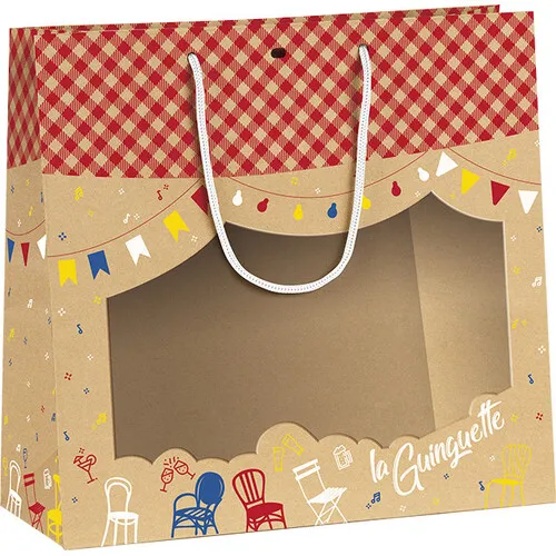 torebka papierowa z okienkiem duża 35x13x33cm SB443G