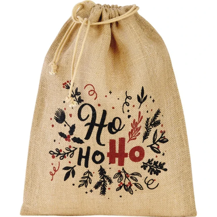 jutowy worek na prezenty świąteczne mały 20x30cm TJ23P-HO