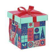 kolorowe pudełko świąteczne ze wstążką 18x18x19.5cm CP250PBF