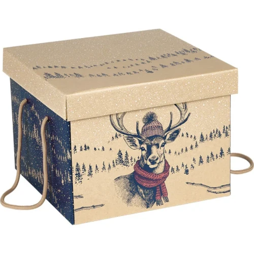 kraftowe opakowanie prezentowe boże narodzenie 27x27x20cm CP350G (1)