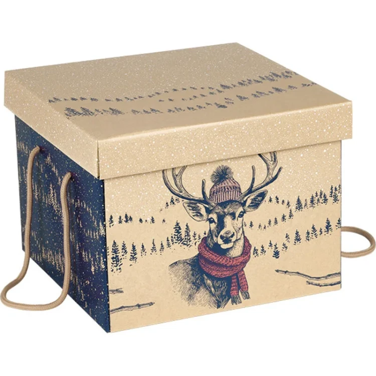 kraftowe opakowanie prezentowe boże narodzenie 27x27x20cm CP350G (1)