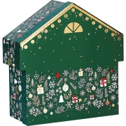 pudełko świąteczne na prezenty domek 25.6x25.4x10.4cm BF200P