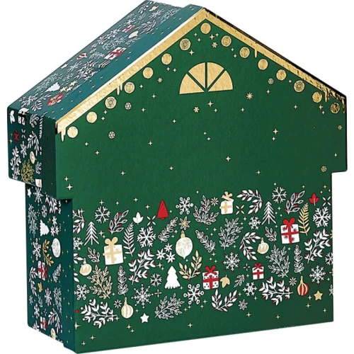 pudełko świąteczne na prezenty domek 25.6x25.4x10.4cm BF200P