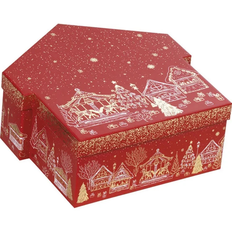 pudełko prezentowe świąteczne domek 25.6x26.4x10.4cm BF449P