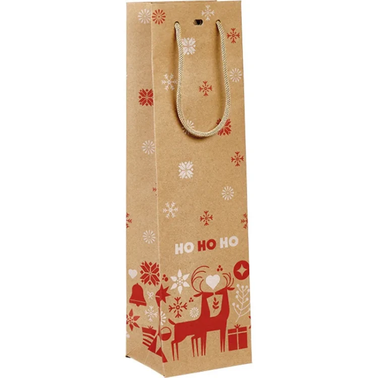 torebka świąteczna kraftowa na 1 wino 11x9x39cm SB764-1B