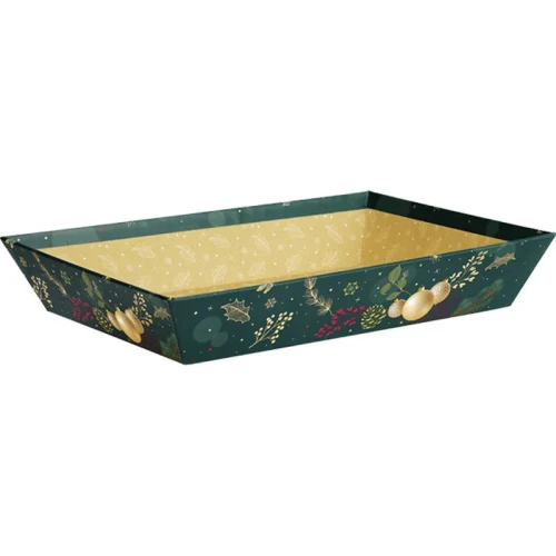 Zielona tacka świąteczna na zestaw prezentowy 27x20x5cm BF493P