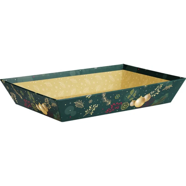 Zielona tacka świąteczna na zestaw prezentowy 27x20x5cm BF493P