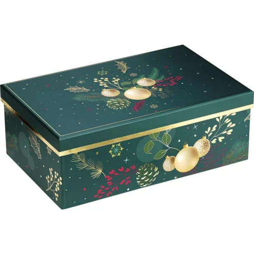 zielone świąteczne pudełko prezentowe 33x21x12cm BF490M