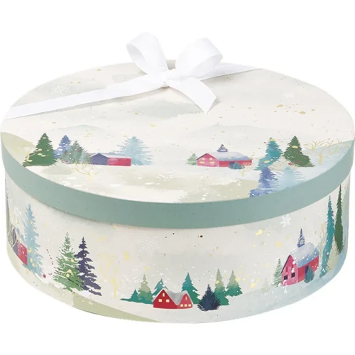 Eleganckie pudełko okrągłe duże, ekskluzywne opakowanie na prezenty 35.5x35.5x13 cm