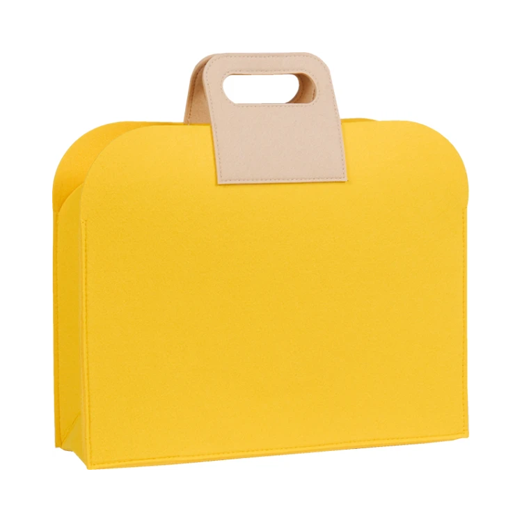 Filcowa torba reklamowa premium, żółta torba konferencyjna na prezenty 36x10x37 cm