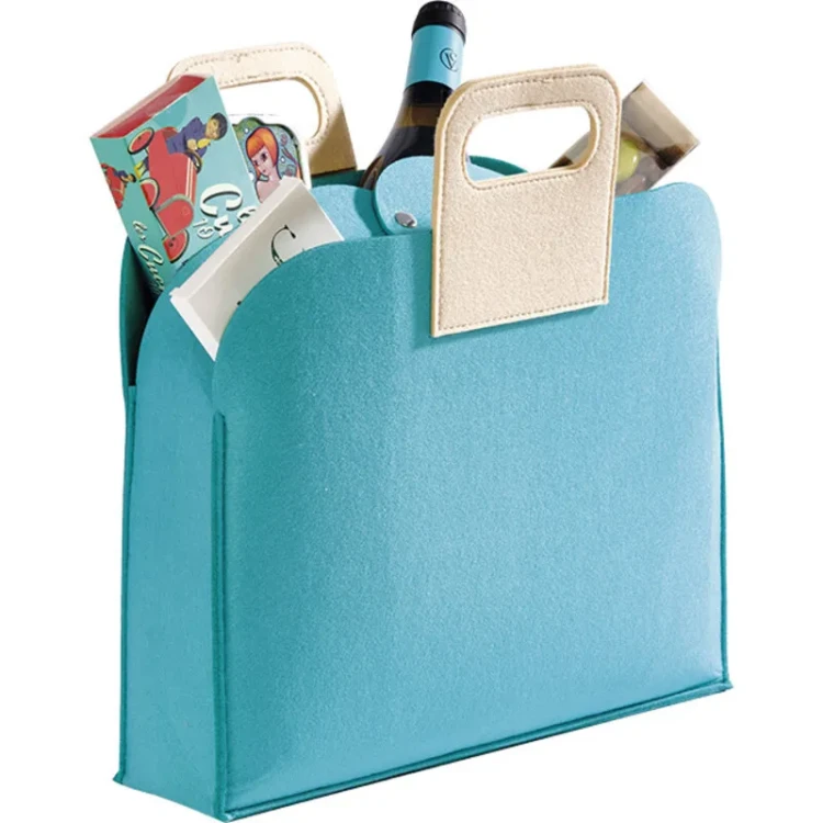 Niebieska reklamowa torba filcowa o wymiarach 36x10x37 cm
