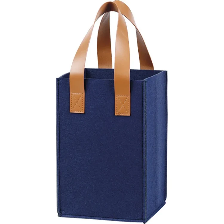 Torba filcowa na alkohol, granatowe opakowanie na 4 butelki wina 18x18x28 cm