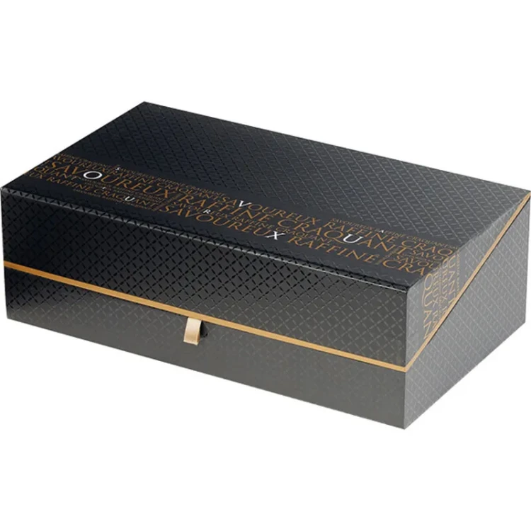 Czarne pudełko prezentowe premium, ekskluzywne opakowanie na prezent 33x18x10 cm