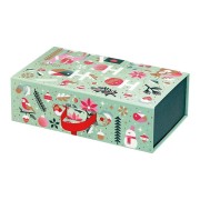 Świąteczne pudełko z zamknięciem magnetycznym, zielone eleganckie opakowanie na prezenty 33.5x20x10 cm