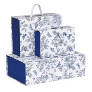 Eleganckie pudełko z zamknięciem magnetycznym, biało-niebieskie opakowanie prezentowe 33.5x20x10 cm