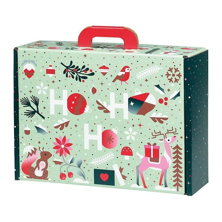 Walizka świąteczna zielona na duże zestawy prezentowe 34.2x25x11.5cm